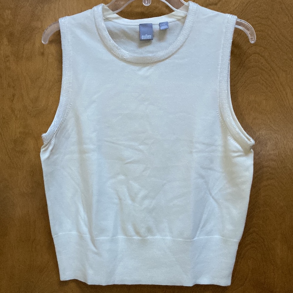 Beaded Cullen Extrafine Merino Wool Sweater Vest. Size XL